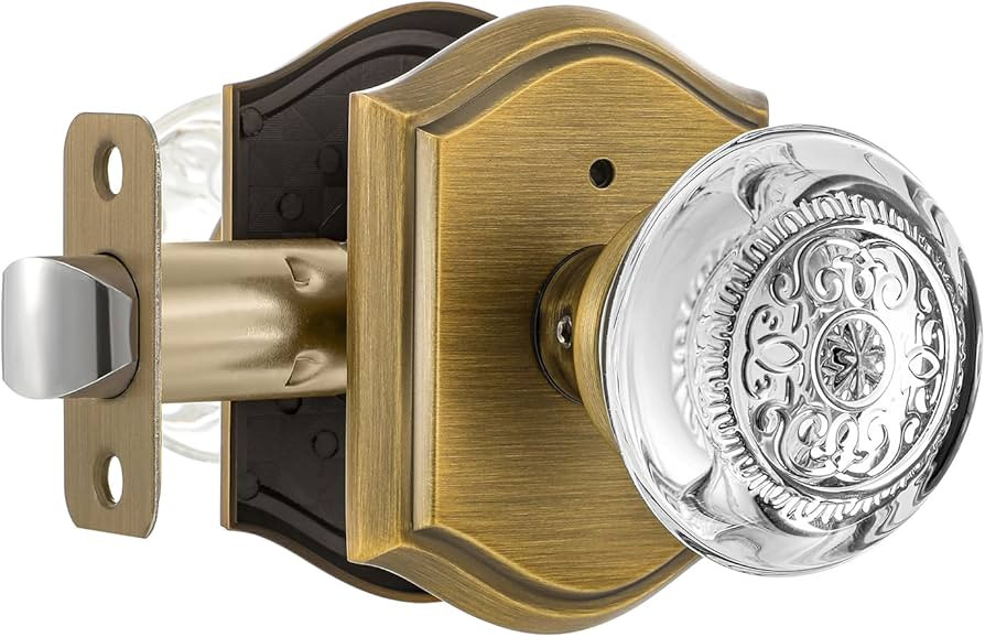 Glass Door Knobs Interior with Lock, Vintage Crystal Privacy Antique Brass Door Knobs for Bedroom... | Amazon (US)