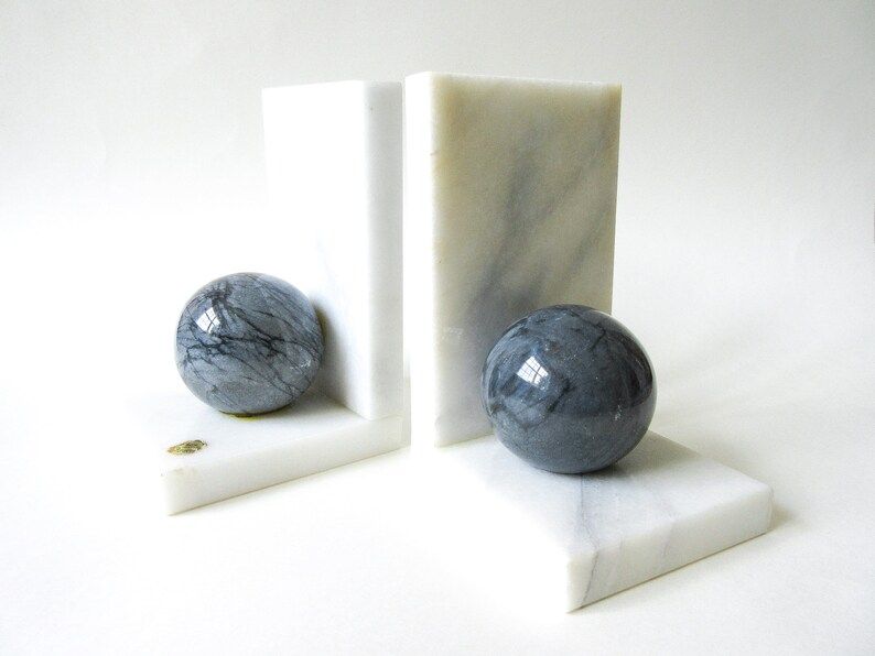 Marble Sphere Bookends, Vintage Art Deco Made in Italy - Etsy | Etsy (US)