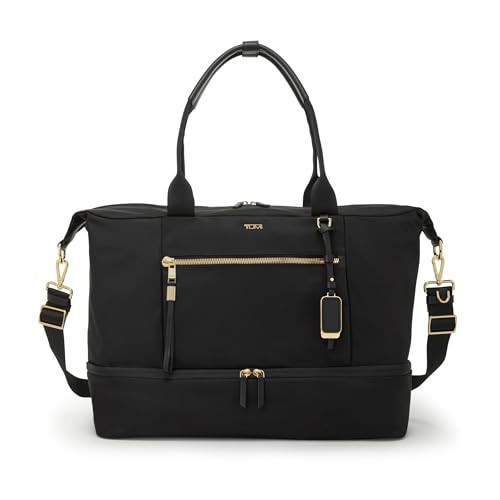 TUMI - Voyageur Contine Weekender - Travel Weekend Bag for Women - Holds Up to 14" Laptop - Multiple Compartment & Pockets - Black & Gold Hardware | Amazon (US)