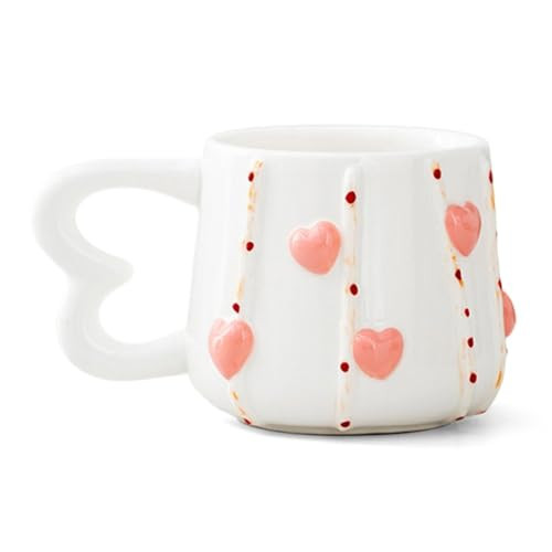 UNWAAT Valentine's Day Ceramic Coffee Cups 12 oz Valentine Mugs with Handle Red Pink Heart Coffee Mug Best Gifts for Valentine's Day Wedding Party Supplies Table Centerpieces | Amazon (US)