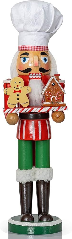 Ornativity Christmas Chef Nutcracker Figure – Wooden Chef Hat Nutcracker with Gingerbread Man C... | Amazon (US)