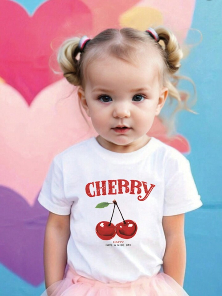 Baby Girl Casual Letter Printed Short Sleeve T-Shirt, Summer | SHEIN