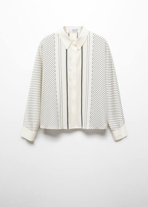 Geometric print satin shirt -  Women | Mango USA | MANGO (US)