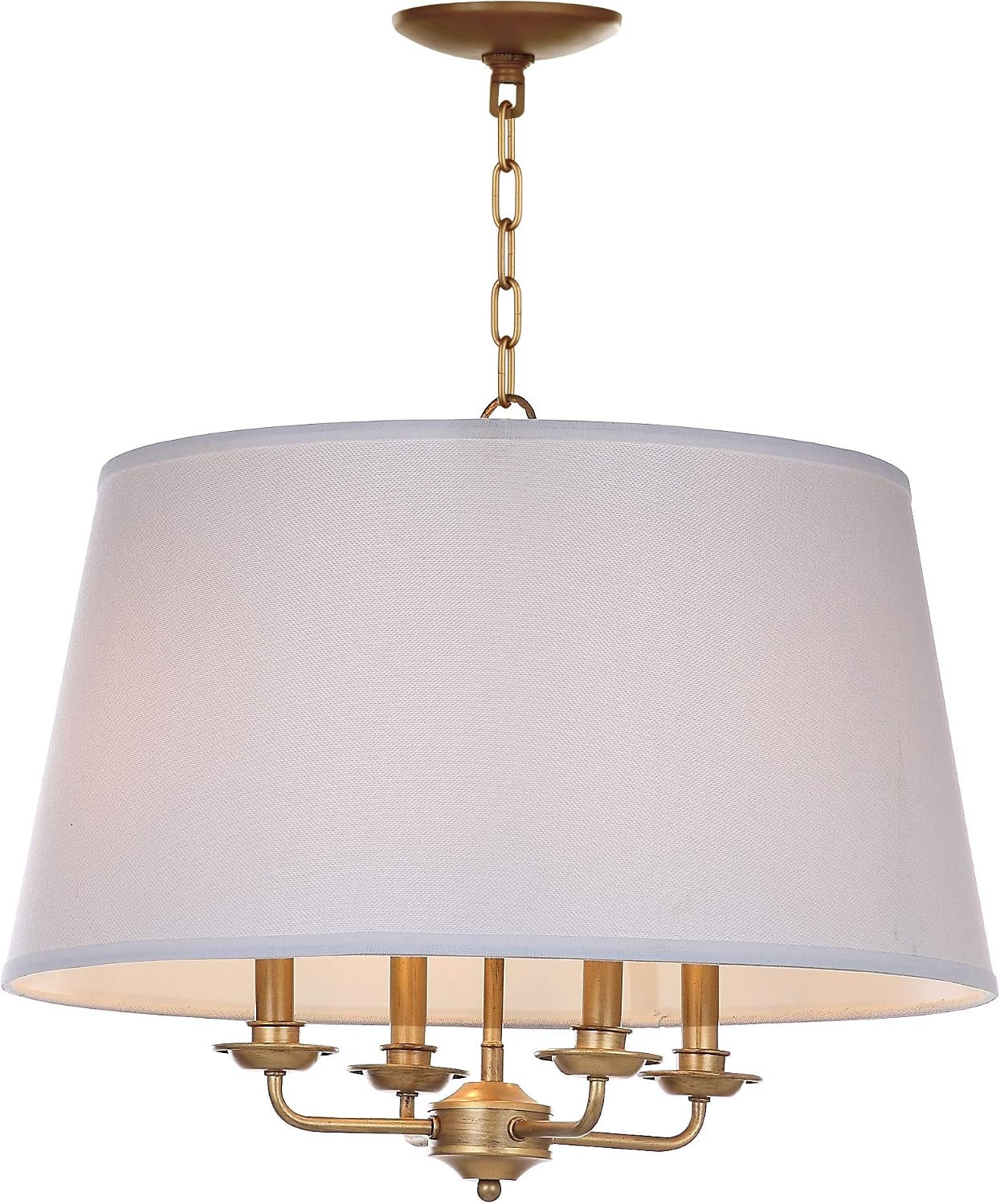 SAFAVIEH Lighting Collection Kimball Farmhouse Gold/ White Shade 22-inch Diameter 4-light Adjustable Hanging Pendant Light Fixture (LED Bulbs Included) | Amazon (US)
