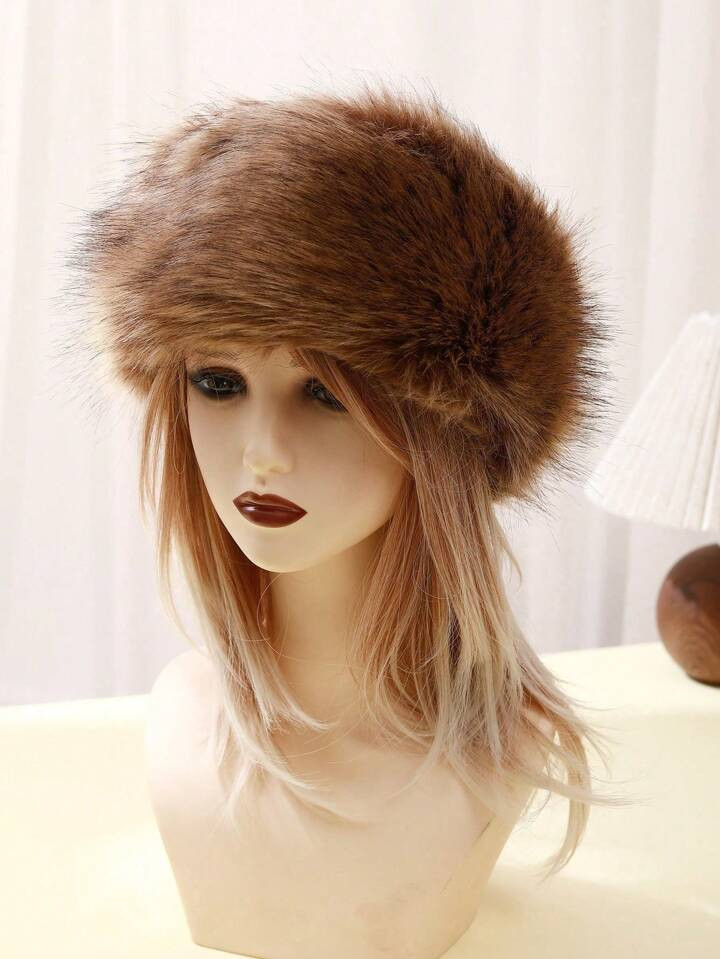 1pc Solid Color Fluffy Beret Hat, Snow Flake Decor, Warm Winter Headwear For Women | SHEIN