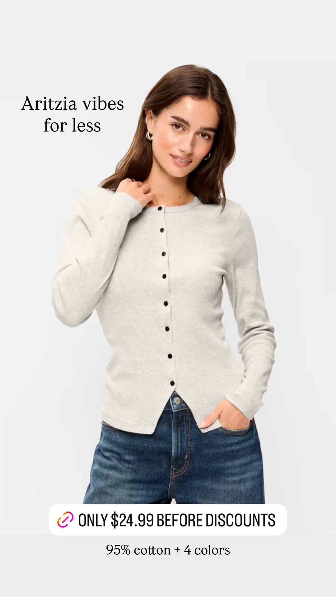 Old Navy cardigan under $25 (before any discounts) but looks like Aritzia