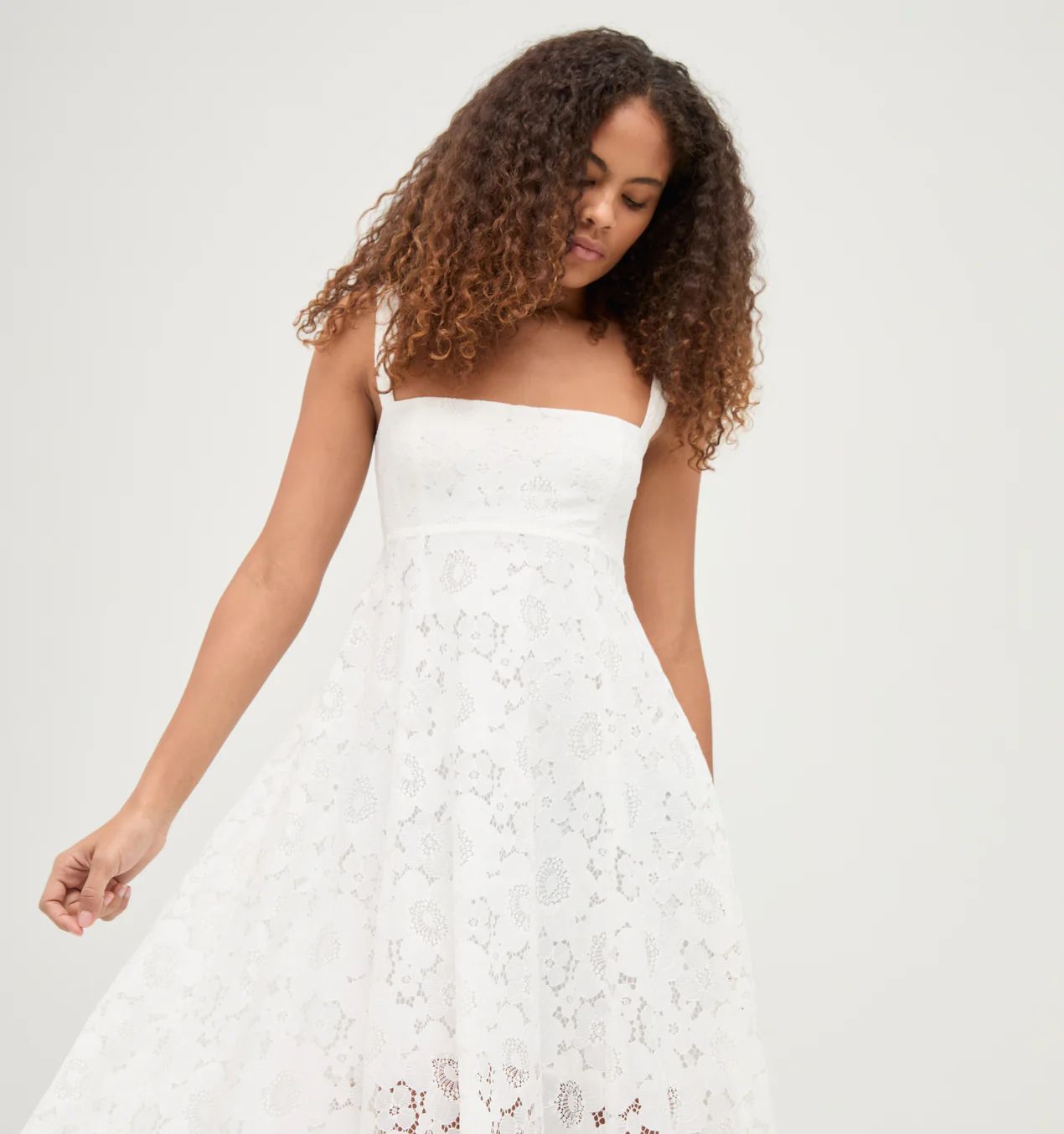 The Lace Rowena Dress - White Floral Lace | Hill House Home