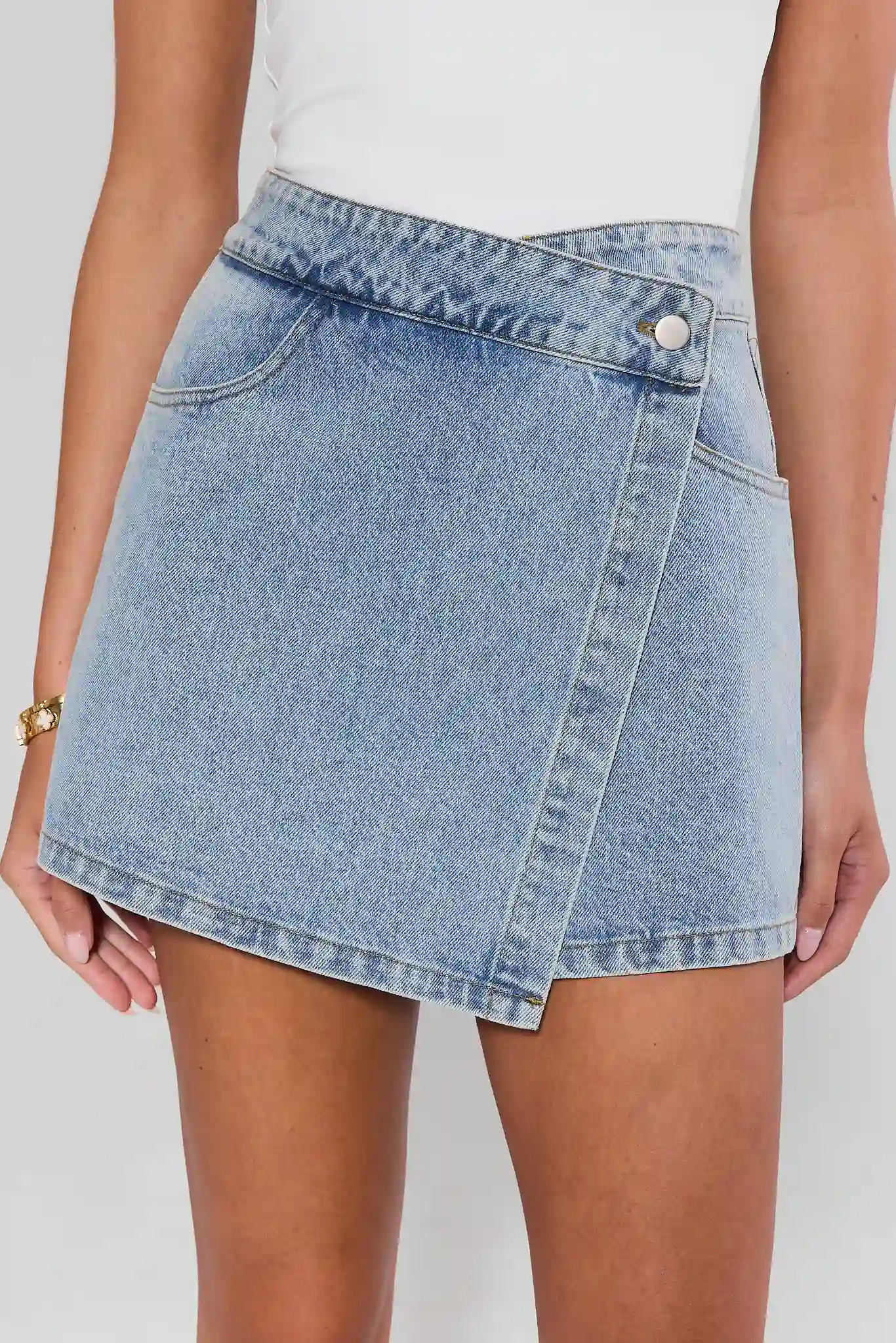 Nikki Denim Wrap Skort | Avara
