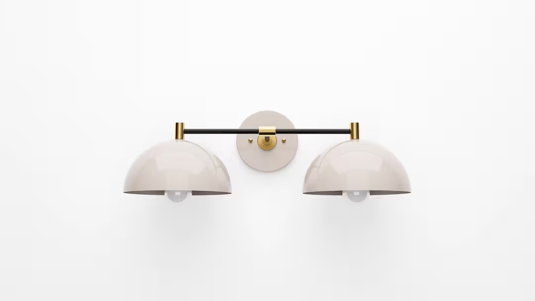 Double Dome Shade Wall Sconce - Mauve Double Light - Mid Century Modern - Wall Fixture Contempora... | Etsy (US)