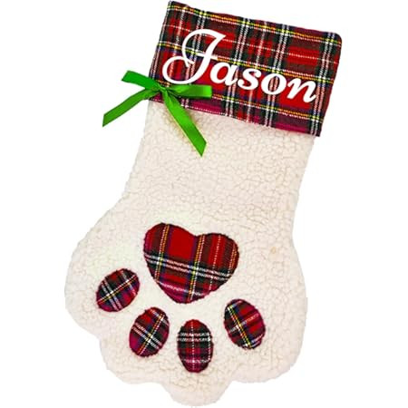 Personalized Dog Christmas Stocking, Custom Pet Paw Christmas Stocking with Name, Customized Xmas... | Amazon (US)