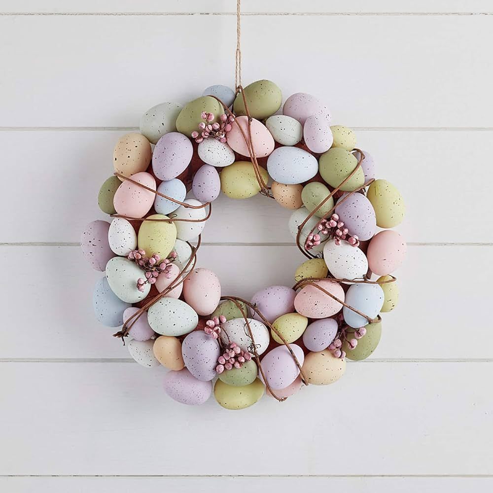 Lights4fun, Inc. Pastel Easter Egg 13" Spring Wreath for Front Door & Indoor Wall Decoration | Amazon (US)