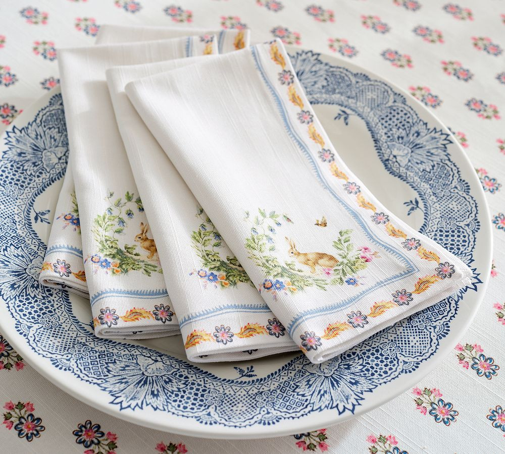 Botanical Bunny Cotton Napkins - Set of 4 | Pottery Barn (US)