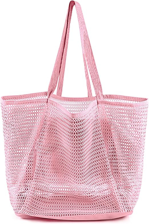 HOHOM Beach Bags for Women, Summer Travel Mesh Tote Bag with Large Inner Pocket, Sandproof Woven ... | Amazon (US)