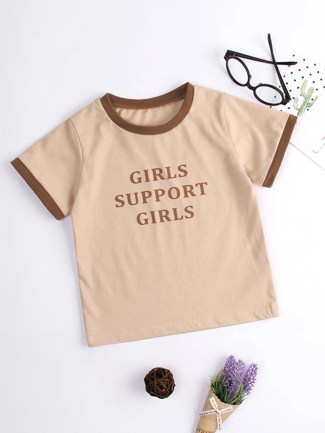 Toddler Girls Slogan Graphic Ringer Tee | SHEIN