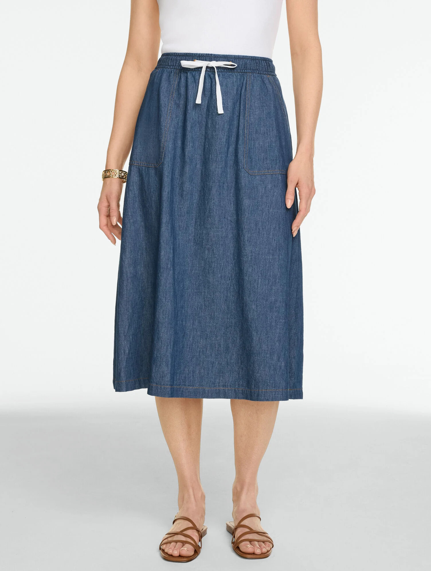 Flowy Denim Fit & Flare Skirt - Clearwater Wash | Talbots