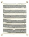 Creative Co-Op Cream Cotton & Chenille Woven Black Stripes & Tassels Blankets and Throws | Amazon (US)
