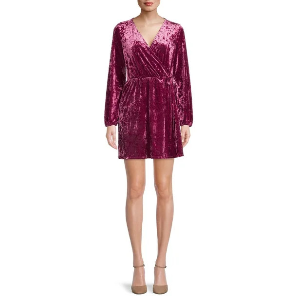 The Get Women's Velvet Wrap Mini Dress - Walmart.com | Walmart (US)