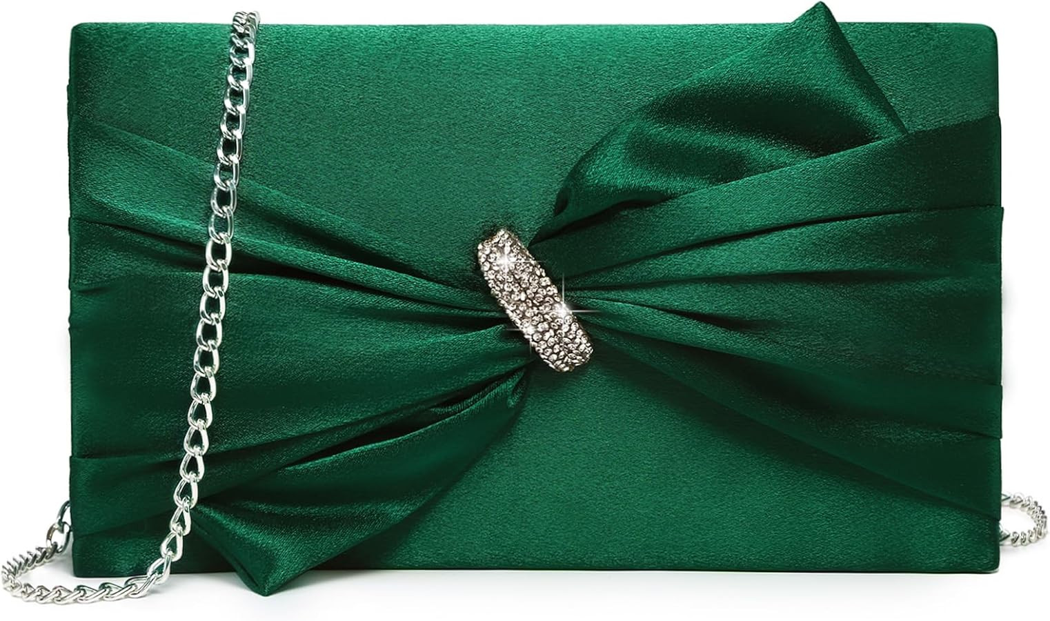 Dasein Women Elegant Satin Bow Flap Evening Bag Rhinestone Clutch Purse Handbag Formal/Wedding/Pr... | Amazon (US)