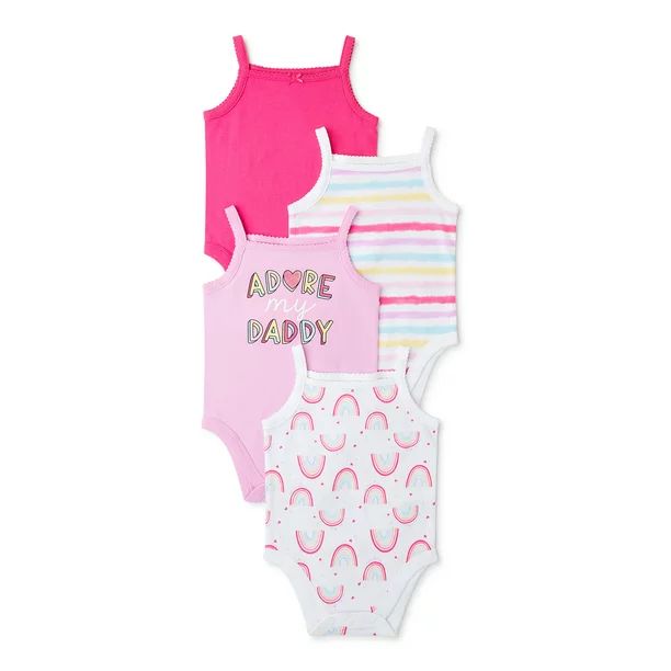 Garanimals Baby Girl Sleeveless Cami Bodysuit, 4-Pack, Sizes 0/3M-24M | Walmart (US)
