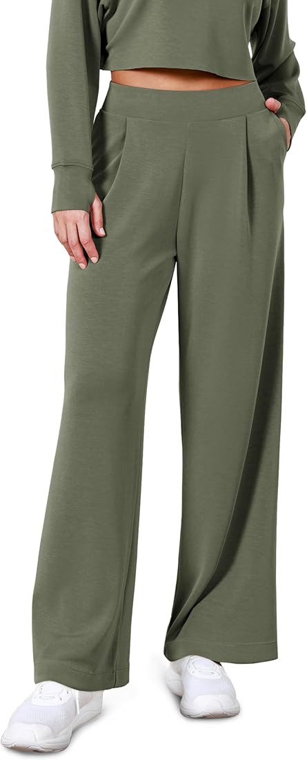 ODODOS Modal Soft Wide Leg Pants for Women High Waist Casual Relaxed Pants with Pockets-27/29"/ 3... | Amazon (US)