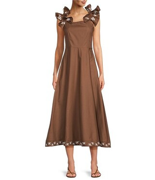 Alanya On Or Off-The-Shoulder Floral Embroidered Midi Dress | Dillard's