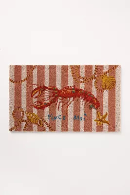 Nathalie Lete Striped Lobster Printed Coir Doormat | Anthropologie (US)