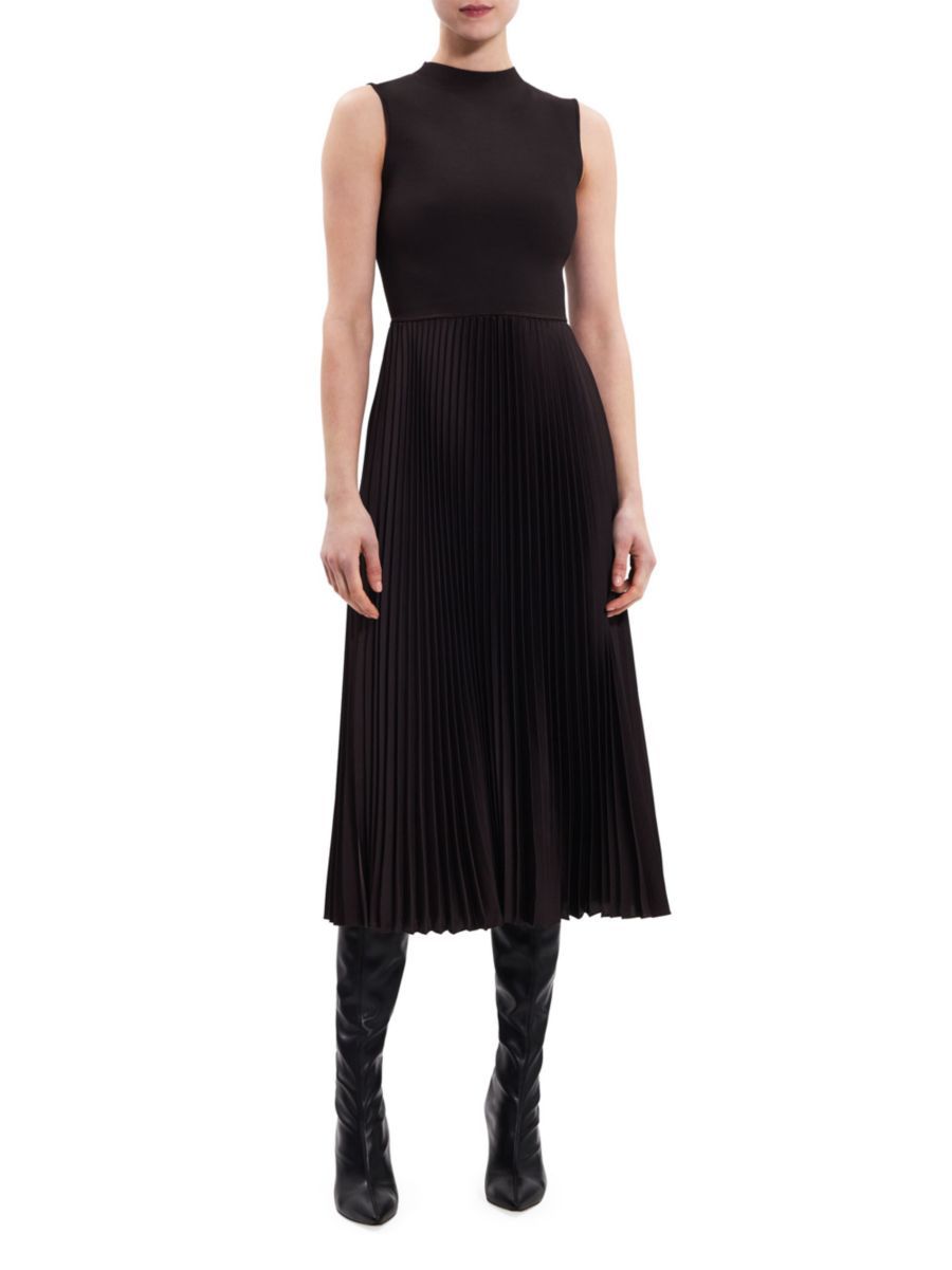 Pleated Combination Midi-Dress | Saks Fifth Avenue