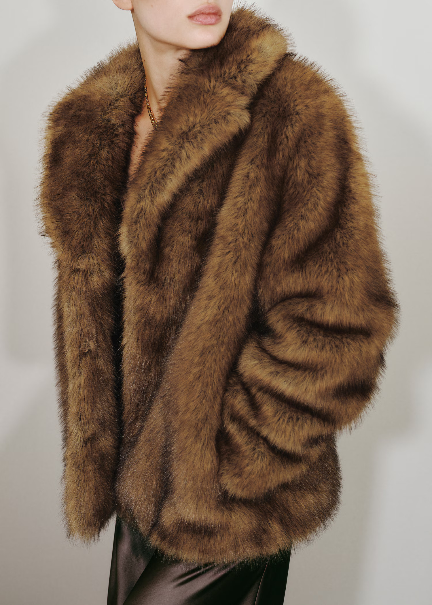 Faux fur coat with lapels - Women | MANGO United Kingdom | MANGO (UK)