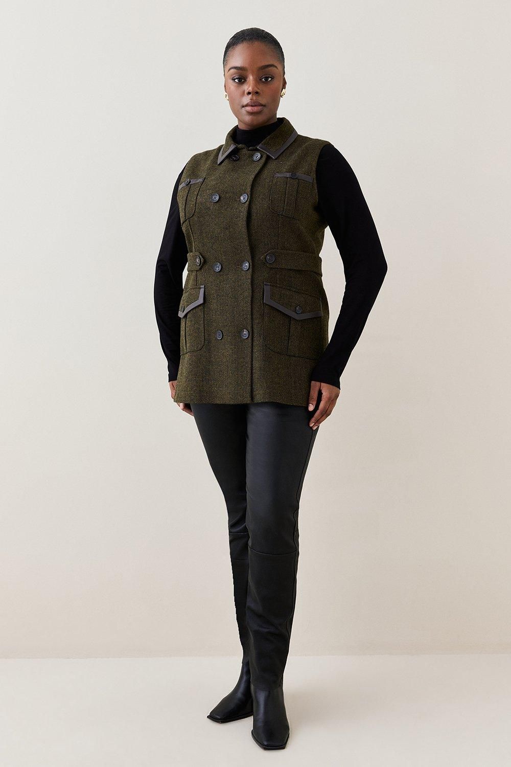 Lydia Millen Plus Size Tweed Sleeveless Jacket | Karen Millen UK + IE + DE + NL