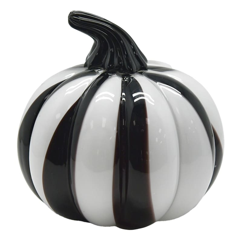 Spellbound Black & White Glass Pumpkin, 5" | At Home
