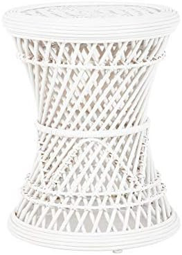 KOUBOO Coron Rattan, Sidetable and Planter Stand, White Stool, | Amazon (US)