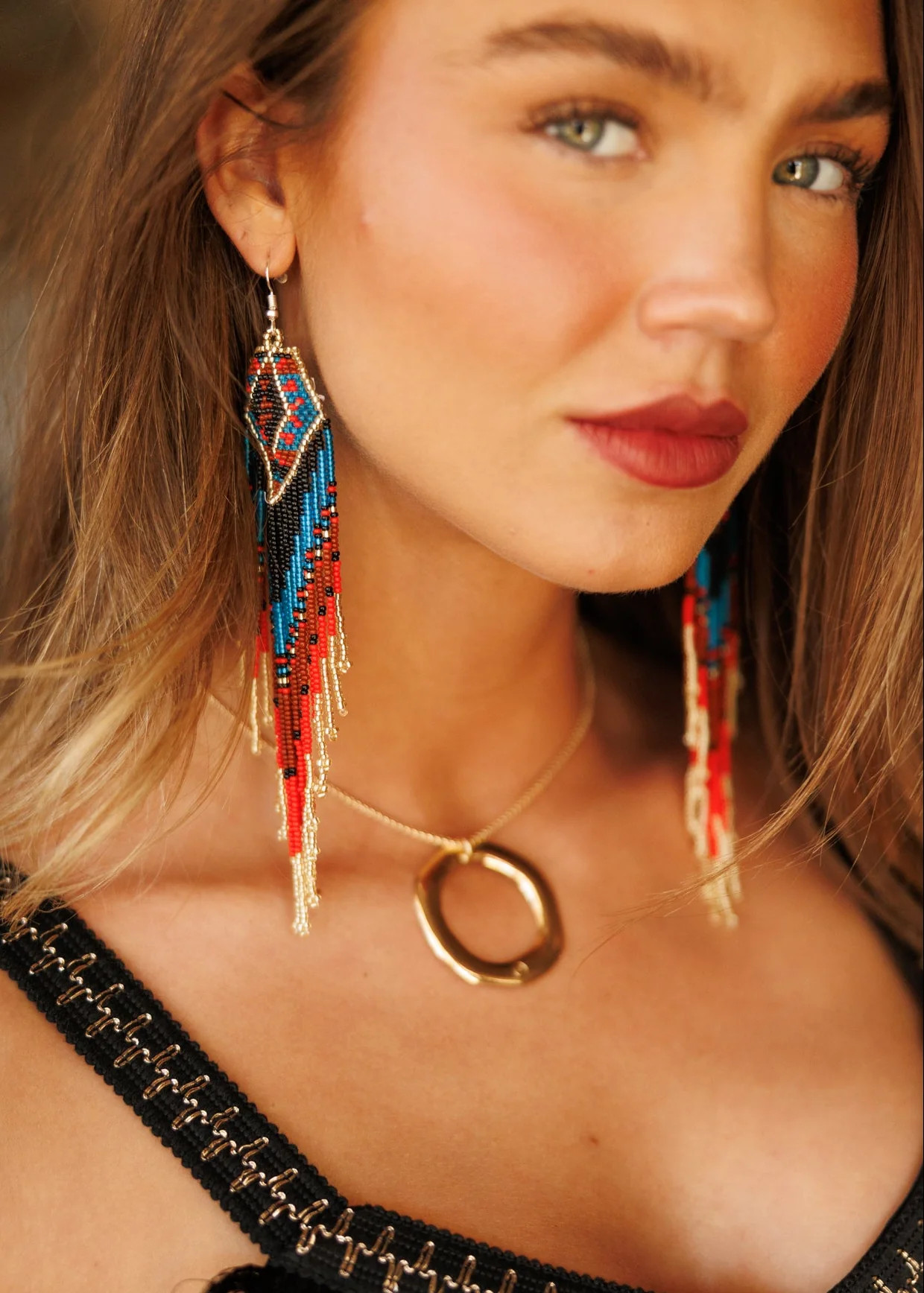 "Canyon" Beaded Fringe Earrings | Glitzy Bella