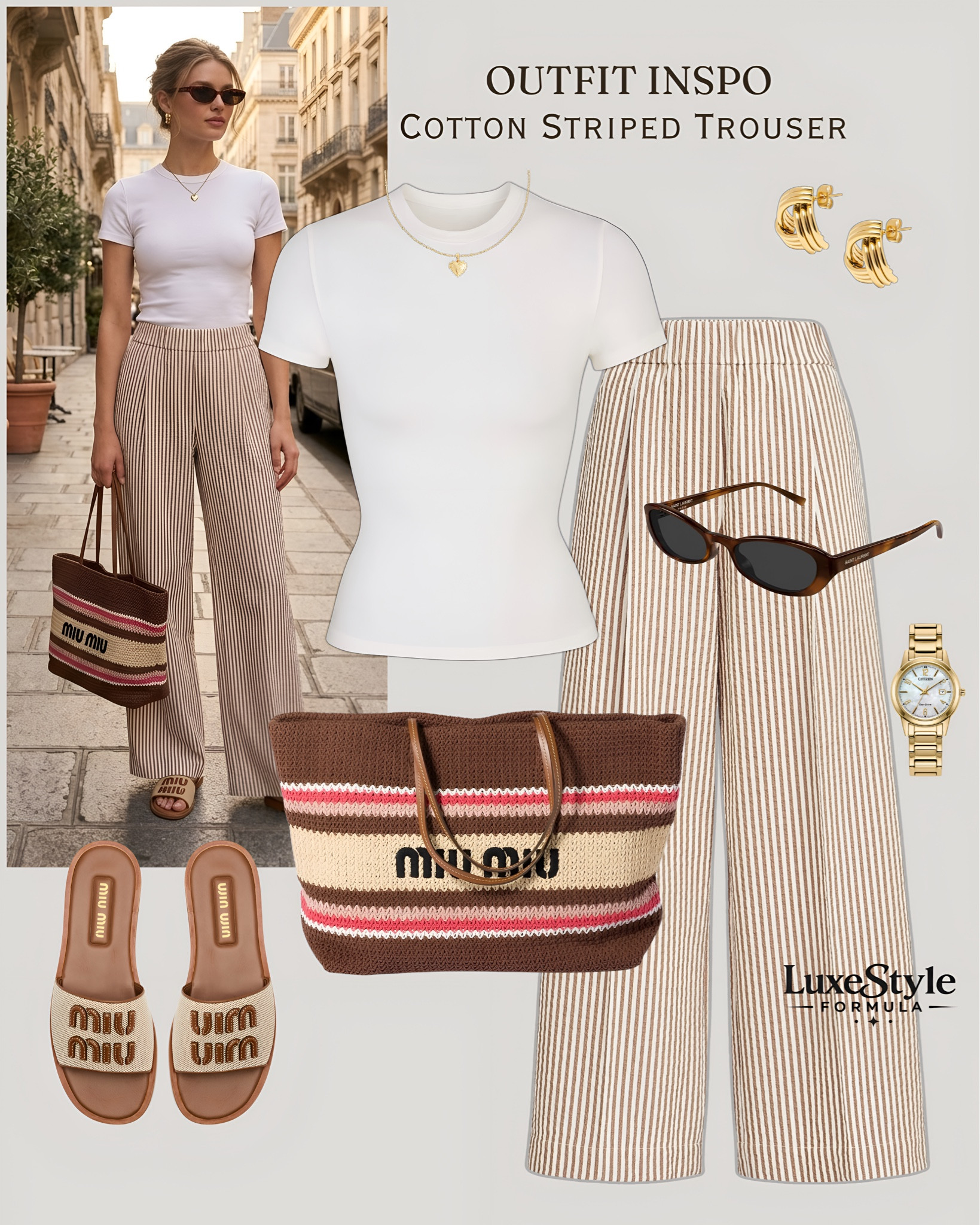 The trouser that made a white tee look like a million dollars🤍

striped wide leg trouser outfit, cotton trouser summer styling, quiet luxury casual outfit 2026, Miu Miu tote bag outfit, how to style wide leg trousers, neutral summer outfit ideas, white tee and trousers outfit, elevated basics styling, luxury summer casual look, striped trousers women outfit, old money casual style, wide leg pants summer 2026, minimalist chic outfit ideas, designer bag casual outfit, summer trouser styling women, chic neutral outfit inspiration, Parisian street style summer, effortless luxury dressing, gold accessories minimal outfit, cotton wide leg pants look, luxestyleformula

#WidelegTrouserStyle, #StripedTrouserOutfit, #MiuMiuStyle, #ElevatedBasicsLook, #SummerCapsuleWardrobe

#LTKootd #LTKSaleAlert #LTKTravel