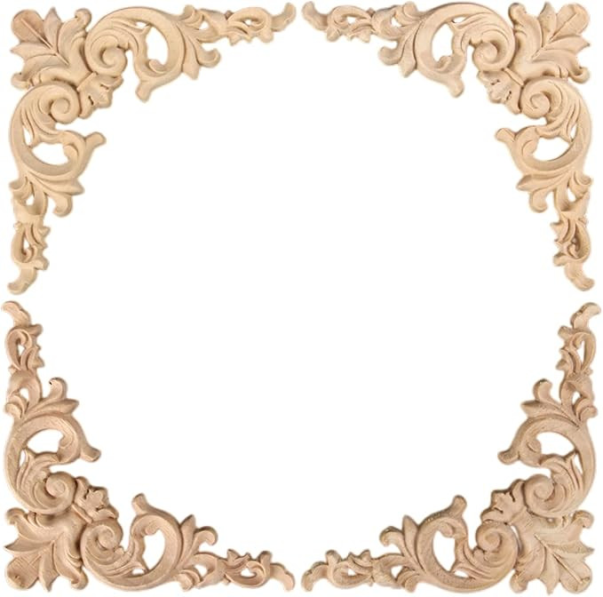 MUXSAM 4-Pack Wood Applique Onlay, Unpainted Wooden Carved Corner Decals, Retro Carvings Embellis... | Amazon (US)