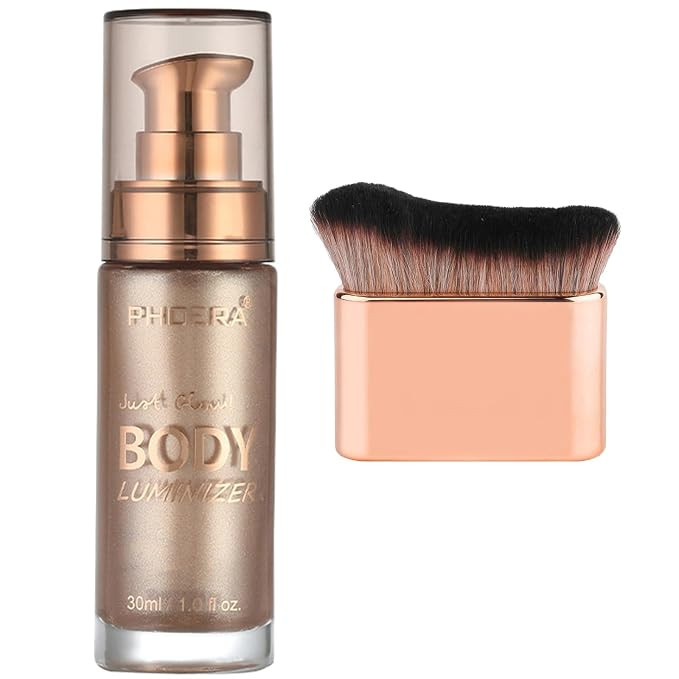 PHOERA Body Shimmer Oil, Bronzer Body Glow Highlighter Luminize with Makup Bursh,Self Tanning Lot... | Amazon (US)