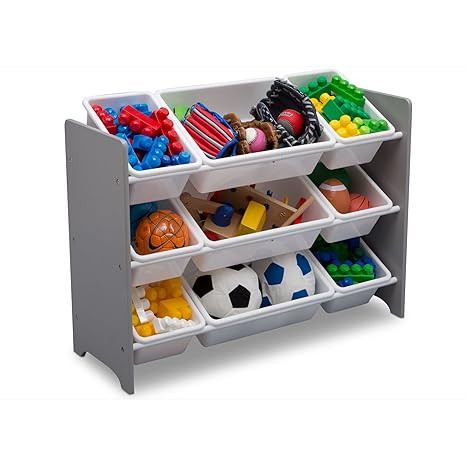 Delta Children MySize 9 Bin Plastic Toy Organizer, Grey | Amazon (US)