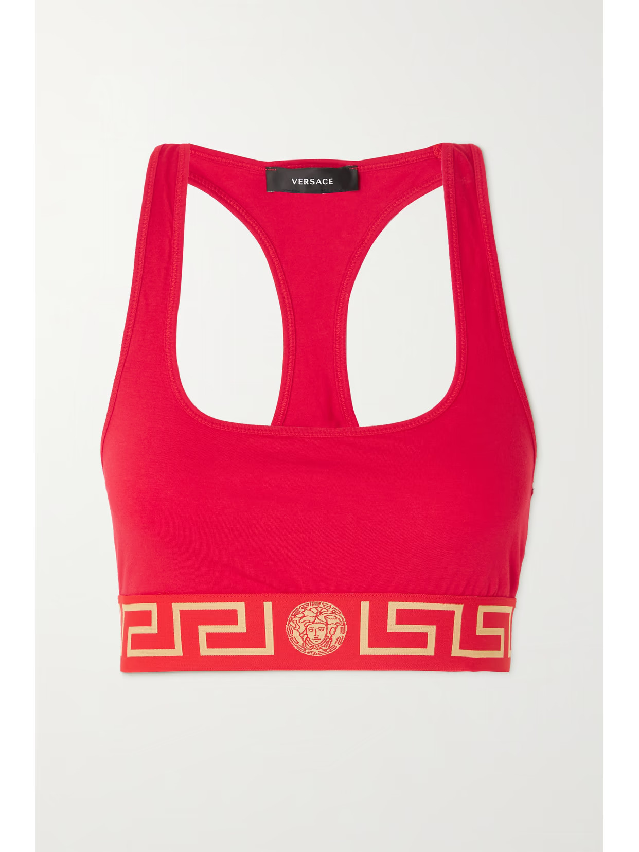 Versace - Stretch-cotton Jersey Soft-cup Bra - Red | NET-A-PORTER (US)
