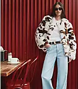 Spotted Faux Shearling Jacket | LOFT