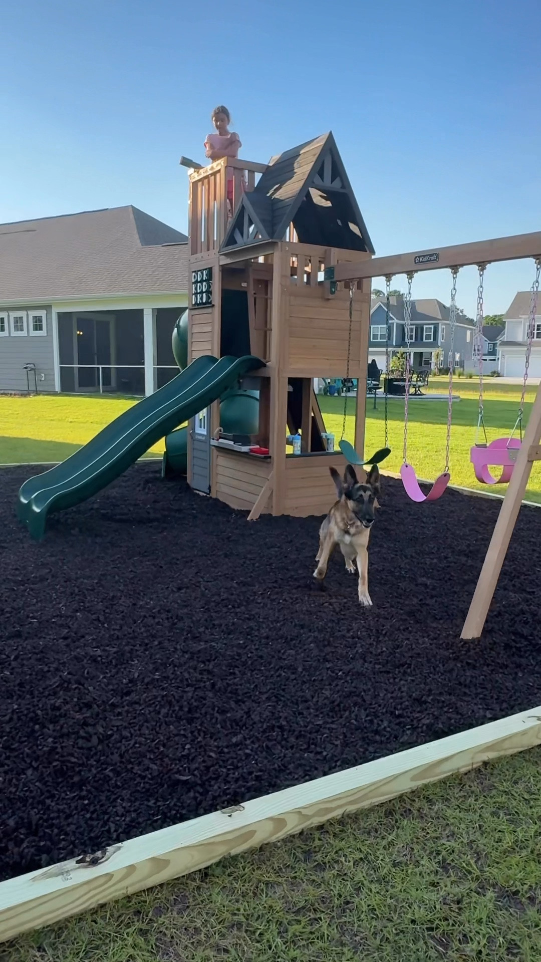 This #kidkraft summit view Playset is perfect for your backyard it has everything and your kids will spend hours having fun! #kids #playground #playset #swingset #kidsfinds #summerfinds 

Unfortunately this exact one is sold out but I have linked some similar! 
