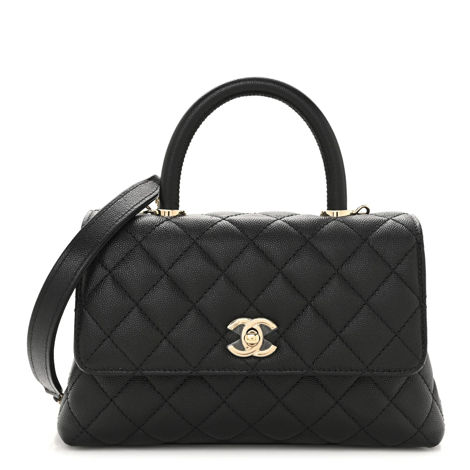 Caviar Quilted Mini Coco Handle Flap Black | FASHIONPHILE (US)