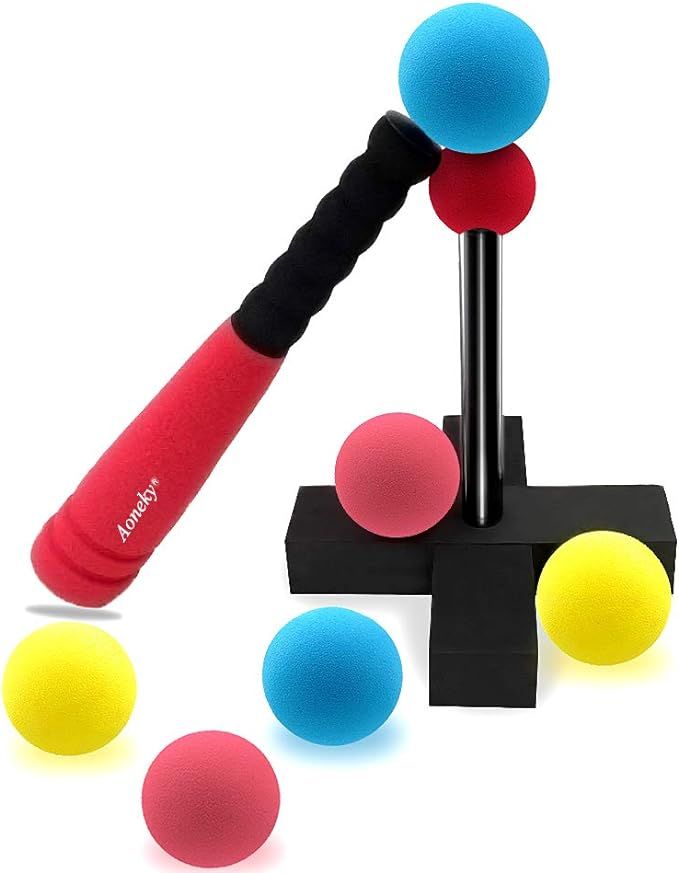 Aoneky Mini Foam Tball Set for Toddlers - Carry Bag Included - Best Baseball T Ball Toys for Kids... | Amazon (US)