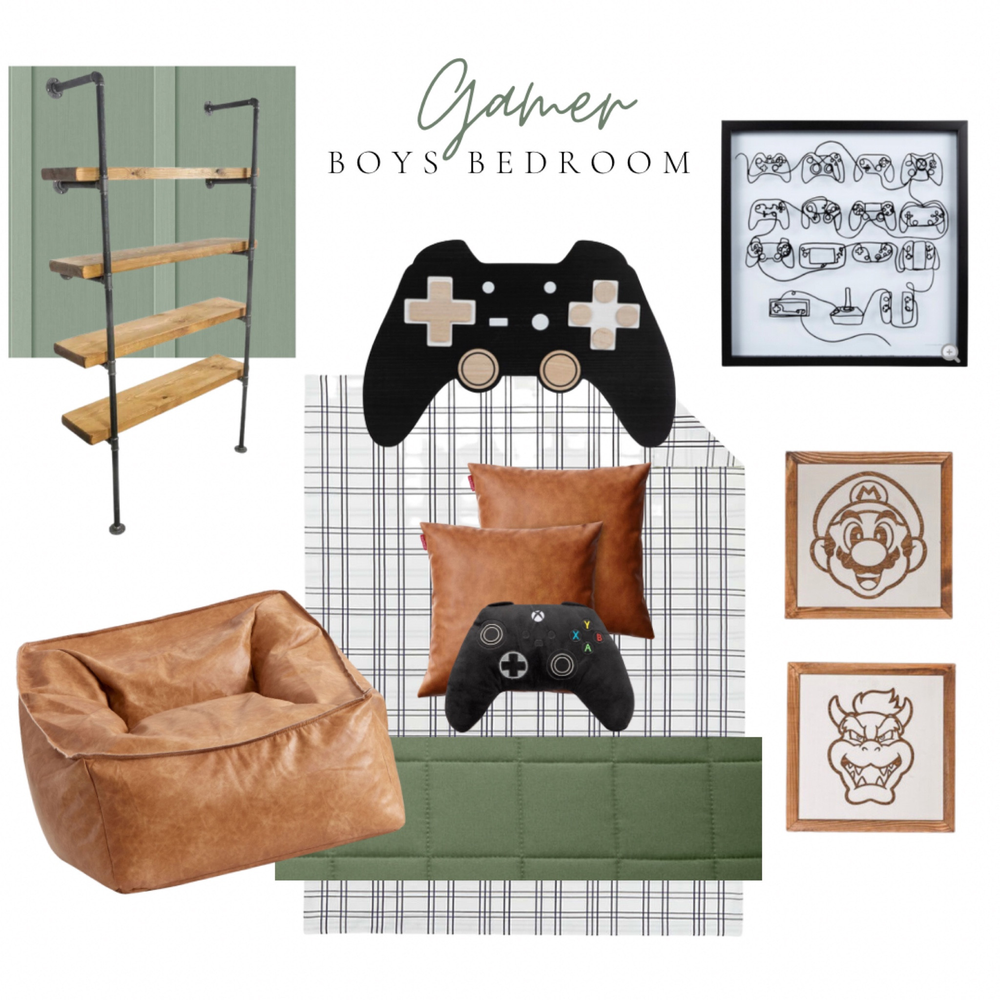 Boys Modern Gamer Bedroom! Target boys room. Pottery barn boys room. Industrial shelves. Faux leather pillows. Xbox pillow. Gamer wall decor. Crate and barrel boys room. Etsy mario wall art. Pokemon room. Older boy room. Teen boy bedroom. Kids bedroom

#LTKhome #LTKfamily #LTKkids