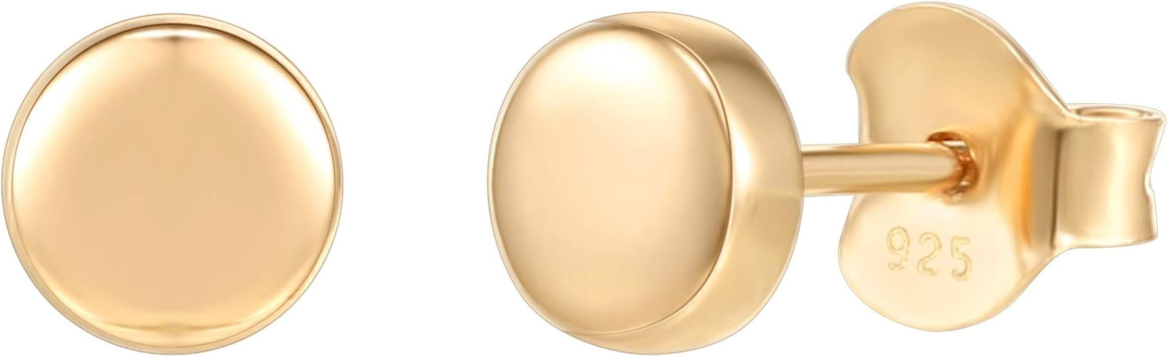 PAVOI 14K Gold Plated 925 Sterling Silver Earrings | Tiny Dot/Triangle Disc Stud Earrings | Gold ... | Amazon (US)