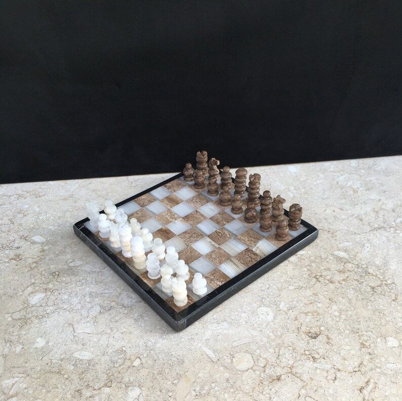 Onyx Chess Set - Travertine Marble & White Onyx Chess Set  - Stone Chess Set - Board Game - Trave... | Etsy (US)