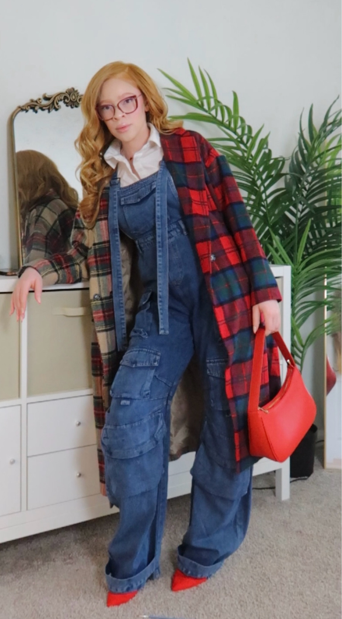 Outfit of the day! I picked up some new pieces to add into my wardrobe. Loving these cargo overalls and plaid trench coat for the season ♥️👠

#LTKStyleTip #LTKBeauty