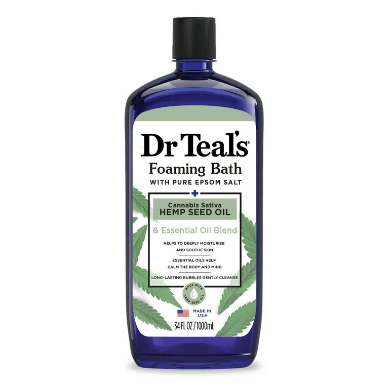 Dr Teal's Foaming Bath with Pure Epsom Salt, Cannabis Sativa Hemp Seed Oil, 34 fl oz. | Walmart (US)