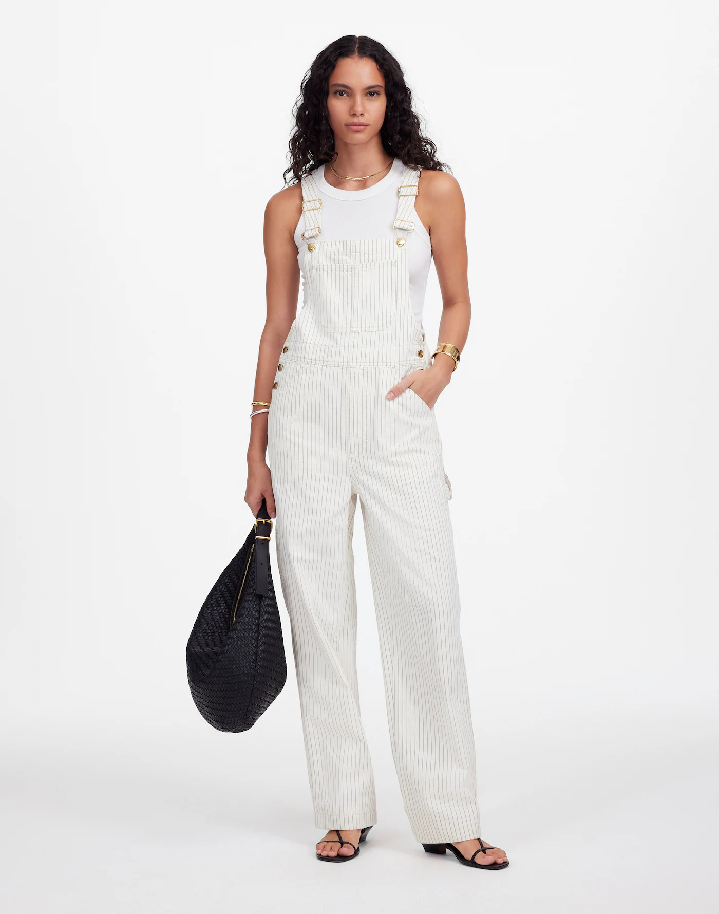 Denim Relaxed Carpenter Overalls in Ecru Pinstripe | Madewell | Madewell