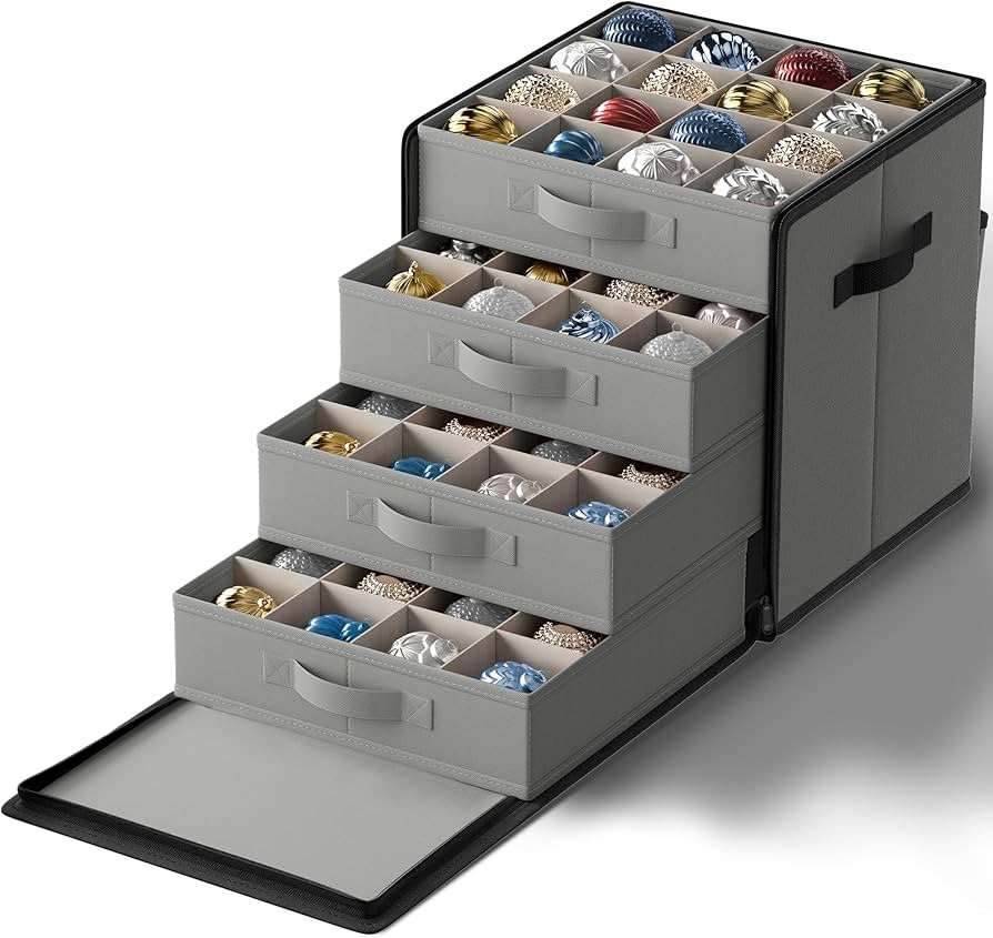 SONGMICS Christmas Ornament Storage Box, with Side Open, Stackable Christmas Storage Container wi... | Amazon (US)