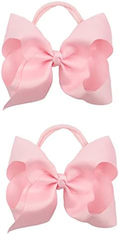 2Pcs 6 Inches Ribbon Baby Girls Headbands Infant Elastic Hairbands Large Cheer Bow Hair Band Acce... | Amazon (US)