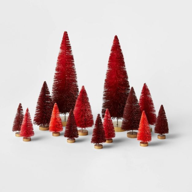 14pc Decorative Sisal Bottle Brush Tree Set Reds - Wondershop&#8482; | Target